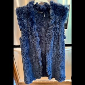 Smoky navy rabbit fur vest. Size medium. No closure.